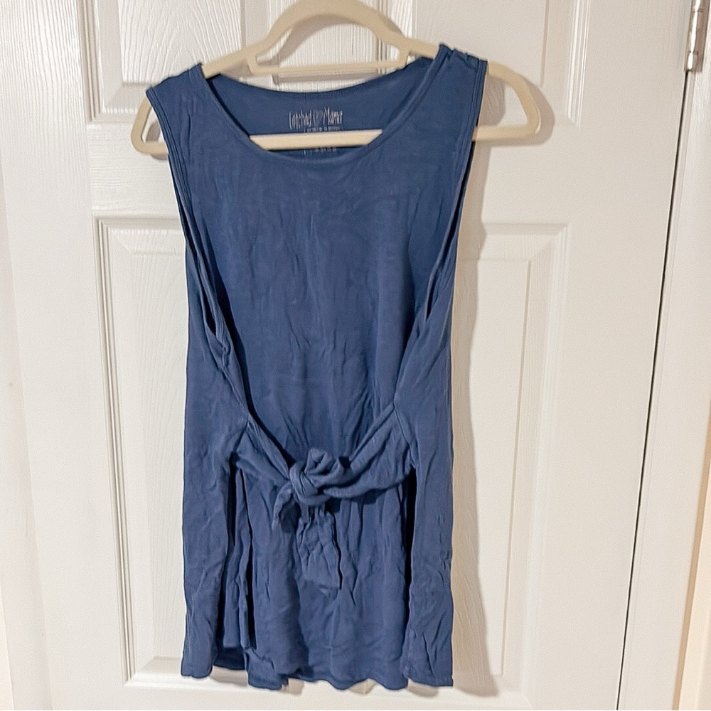 Latched Mama Blue Tie Front Sleeveless Tank Top 1X